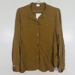 *NEW Womens Bronze Green Button Up Shirt Size 8